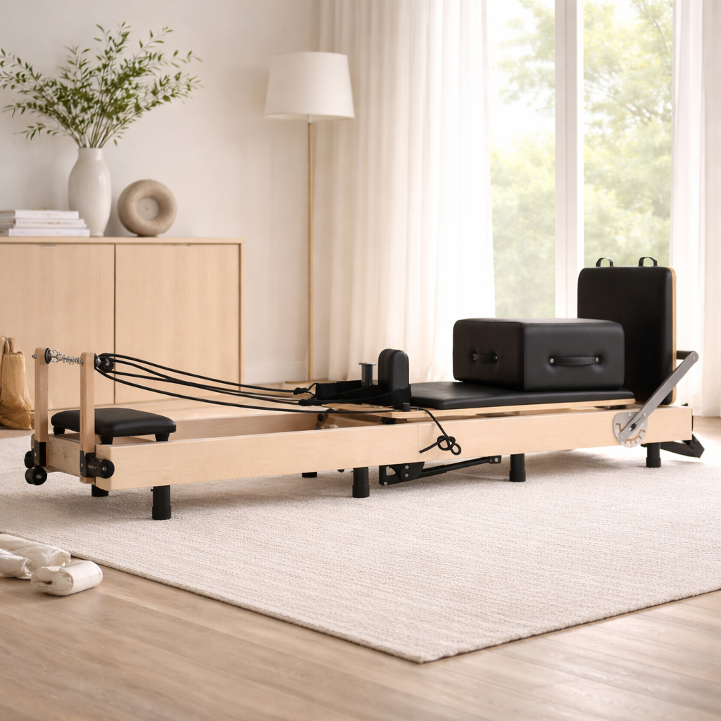 ACTSHE Muse Foldable Pilates Reformer - Folded Storage Position for Easy Organization